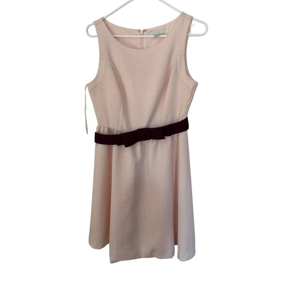 Lauren Conrad Size 6 Vintage Blush Pink Sleeveless A-Line Dress W/ Plum Belt - Picture 1 of 10